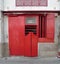 China Macau Street Alley Antique Window Wooden Door Red Mother of Pearl Seashell Mosaic Frame Fresh Air Landscape Macao Outdoor