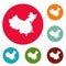China map icons circle set vector