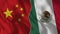 China and Mexico Half Flags Together