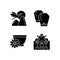 China national holidays black glyph icons set on white space