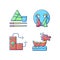 China national holidays RGB color icons set