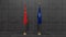 China and NATO flags. Flag China and Flag NATO. Conflict between China vs NATO. 3D work and 3D image