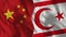 China and North Cyprus Half Flags Together