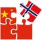 China - Norway : puzzle shapes with flags