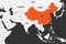 China orange marked in political map of Southern Asia. Vector illustration