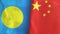 China and Palau two flags textile cloth 3D rendering