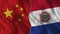 China and Paraguay Half Flags Together