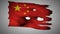 China perforated, burned, grunge waving flag loop alpha