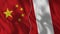 China and Peru Half Flags Together