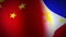 China and Philippines flag showing cooperation or conflict