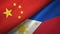 China and Philippines two flags textile cloth, fabric texture