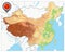 China Physical Map. No text