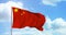 China politics and news. Chinese national flag on sky background footage