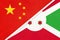China or PRC vs Burundi national flag from textile. Relationship between Asian and African countries