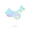 China region map: colorful with white outline.