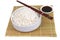 China rice on traditional bamboo mat