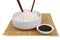 China rice on traditional bamboo mat