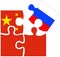 China - Russia : puzzle shapes with flags