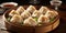 China's national dish, Xiao Long Bao. Dish close-up. Dumplings. Generative AI