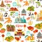 China seamless vector pattern with landmarks icons