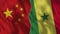 China and Senegal Half Flags Together