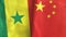 China and Senegal two flags textile cloth 3D rendering