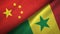 China and Senegal two flags textile cloth, fabric texture