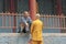 China, Shaolin - April 11, 2012. Monks of the Shaolin Monastery, China