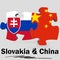 China and Slovakia flags in puzzle