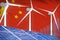 China solar and wind energy digital graph concept - green natural energy industrial illustration. 3D Illustration