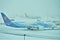 China Southern plane arrives to JFK airport in winter snowstorm