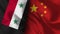 China and Syria Realistic Flag â€“ Fabric Texture Illustration