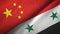 China and Syria two flags textile cloth, fabric texture