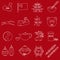 China theme red and white outline icons set