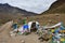 China, Tibet. Holy for Buddhists the stone on the way round the Kailas mountain, after the pass of Drolma La