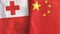 China and Tonga two flags textile cloth 3D rendering