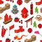 China Touristic Seamless Pattern Background Isometric View. Vector