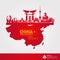 China travel destination grand vector illustration.