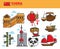 China travel destination promotional poster with country symbols