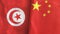 China and Tunisia two flags textile cloth 3D rendering