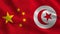 China and Tunisia - Two Half Flags Together
