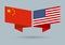 China and USA flags. Chinese and American national symbols. Vector illustration.