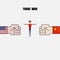 China USA Trade War,Competition,Mediation or Referee concept.Businessman and blue,red corner sign.Mediator assists disputing part