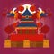 China vector illustration for travel banner or greeting card design with ancient Chinese landmark, traditional palace