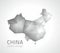 China vector polygonal grey and silver triangle map