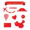 China vector set. Flag and map