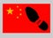 China versus USA. Sole on flag.