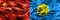 China vs Palau smoke flags placed side by side