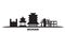 China, Wuhan city skyline isolated vector illustration. China, Wuhan travel black cityscape