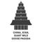 China, Xi'an, Giant Wild Goose Pagoda travel landmark vector illustration
